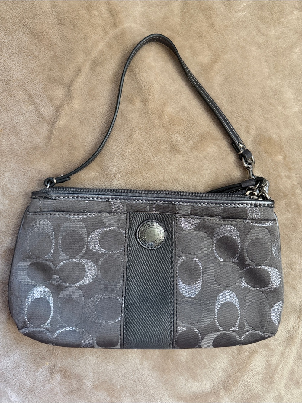 Coach Signature Small Wristlet in Gray